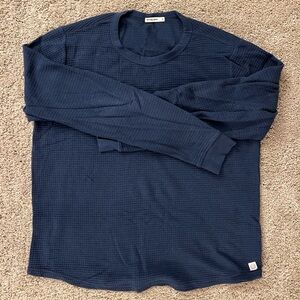 Marine Layer Navy Blue Waffle Long Sleeve Shirt